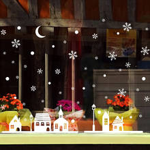 Съемные рождественские наклейки на стену с окном Снеговик из ПВХ Санта-Клаус Снежинка стеклянная Наклейка Декор Новогоднее украшение для дома 2021 2024 - купить недорого
