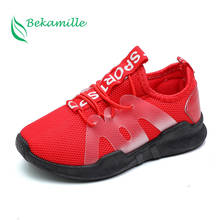 Zapatos Deportivos informales para niños y niñas, zapatillas transpirables de tela de Red, calzado para correr al aire libre, color rojo y negro 2024 - compra barato