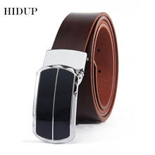 HIDUP-Cinturón de piel auténtica de vaca auténtica para hombre, nuevo diseño de hebilla deslizante, cinturones de estilo Retro, 3,5 cm de ancho, NWJ823 2024 - compra barato