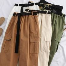 Women Autumn High Waist Cargo Pants Korean Harajuku Pockets Hippie Trousers  Casual Sashes Loose Capris Pants Retro Harem Pants 2024 - buy cheap