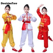 2021 chinês wushu uniforme kung fu roupas de artes marciais terno dragão bordado changquan traje para menina menino crianças 2024 - compre barato