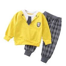 Spring Autumn Infant Suits Baby Clothing Set for Boys Cute Casual Clothes Set Long sleeve Top+Grid Pants 2pcs/set Kids Clothes 2024 - buy cheap