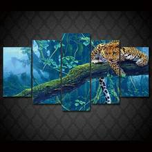 Home Decor Canvas Print 5 Pcs HD Jungle Leopard Painting Animals Wall Art Modern Pictures Living Room Modular No Frame 2024 - buy cheap