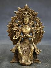 5" Collect Chinese Buddhism Fengshui Bronze Maitreya Buddha Sit Wealth Statue 2024 - buy cheap