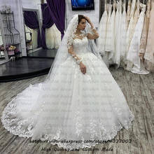 Robe Mariage Vintage Wedding Dress Appliques Bridal Gown Sexy Lace Ball Gown Long Sleeve Wedding Dresses 2021 vestido de novias 2024 - buy cheap