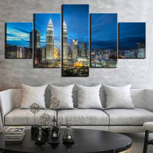 5 painéis vista da cidade cartazes e cópias da arte da parede quadros parede lona para sala de estar decoração casa 2024 - compre barato