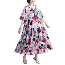 Женское платье с цветочным принтом ARCSINX, повседневное хлопковое платье большого размера 4XL, 5XL, 6XL, 7XL 2024 - купить недорого