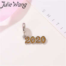 Julie Wang 5PCS Number 2020 Bead Charms New Year Zinc Alloy Bracelet& Bangles Necklace Jewelry Making Accessory 2024 - buy cheap