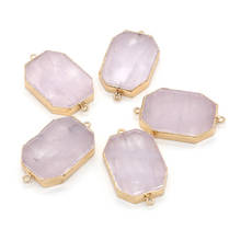 Conector de piedra Natural, dijes de cristal rosa, collar, pulsera, accesorios para hacer joyas de moda DIY, 25x45mm 2024 - compra barato