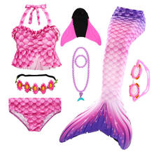 Girls Mermaid Tail Costume Swimsuit Bikini Bathing Swimming Costumes Children Cosplay Dress With No Monofin Fin Birthday Gift 2024 - buy cheap