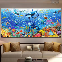 dolphin fish large 5D DIY Diamond Painting Square Round Embroidery Full Cross Stitch Mosaic Needlework Underwater World YG1930 2024 - buy cheap