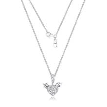 Pave Heart & Angel Wings Necklace Fits For Beads & Charms DIY Chain Fashion Female Necklace Sterling Silver Jewelry 2024 - buy cheap