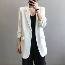 Женский однотонный Блейзер, Свободный Повседневный пиджак на одной пуговице, пальто, весна-осень 2020 2024 - купить недорого