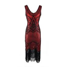 Plus Size S-4XL Hot Women 1920s Black Vintage Gatsby Flapper Plus Size Sleeveless Sequined Tassel Glitter Dresses Vestido 2024 - buy cheap