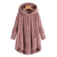 Thin Plush Lambskin Coat Women Winter Fluffy Plus Size 5XL Fashion Casual Solid Hooded Fake Fur Coat Warm Soft Female Overcoat 2024 - buy cheap