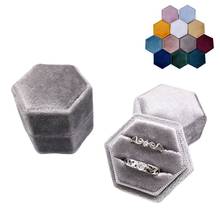 Velvet Double Ring Box Hexagon Wedding Ceremony Ring Box with Detachable Lid 2024 - buy cheap