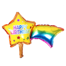 Globo de papel de aluminio con letras arcoíris, pentagrama grande de 99cm x 57cm, decoración para fiesta de cumpleaños 2024 - compra barato