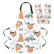 Animal Cute Sloth Cartoon Apron Oversleeve Oven Gloves Pads Cooking Baking Kitchen Aprons for Women Kids 2024 - buy cheap