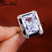 Роскошные Кристальные большие прямоугольные кольца для женщин, серебряный цвет, белый циркон, камень, свадебные кольца, луна, ювелирные изделия, обручальное кольцо Cz 2024 - купить недорого