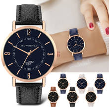 Moda feminina pulseira de couro relógios quartzo analógico redondo relógio de pulso moda senhoras relógio de pulso reloj mujer 2024 - compre barato