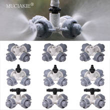MUCIAKIE 20PCS 46-80 L/h Cross Misting Nozzles 4/1''Barb ID-6.0mm Tee Garden Sprinklers Fog Spray-head Greenhouse Cooling   2024 - buy cheap