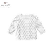 Детская футболка с принтом в горошек для девочек, dave bella, модная Осенняя футболка для девочек, топы для детей, футболки для девочек 2024 - купить недорого