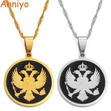 Anniyo-collares con colgante redondo de Albania para mujer, niña, joyería de águila de Albania, Color dorado/plateado montenegrina #133421 2024 - compra barato