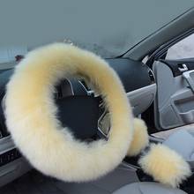 3pcs Car Steering Wheel Cover Long Plush Warm Warm Wool Handbrake Gear Shifter Covers Universal Winter Car Interior Accessories 2024 - buy cheap