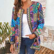 Women Jacket Coat Autumn Winter Ethnic Floral Print Long Sleeve Loose Jacket Coat Cardigan Loose Outerwear Chic 2024 - buy cheap