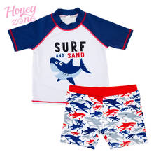 Honeyzone Children Boy Swimsuit With Shorts Shark Printing Kids Boy Sports Suit Swimwear Sunga Infantil Praia Menino 2024 - buy cheap