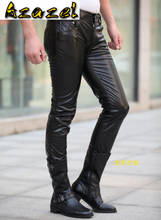 Azazel-pantalones de cuero sintético para hombre, Pantalón ajustado de piel sintética para motocicleta, Color negro, 29-39, novedad de 2020 2024 - compra barato