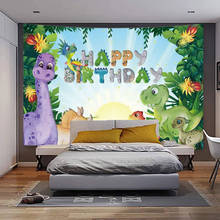 Cartoon Animal Dinosaur Background Cloth Tapestry Happy Birthday Baby Shower Party Decor Wall Hanging Tapestries Photo Props 2024 - buy cheap