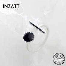 INZATT Real 925% Sterling Silver Black Round Adjustable Ring For Fashion Women Party Fine Jewelry Minimalist Accessories Gift 2024 - buy cheap
