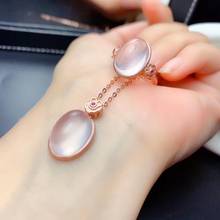 Noivado melhor presente natural rosa quartzo conjunto de jóias natural real rosa quartzo 925 prata esterlina 1pc pingente, 1pc anel 2024 - compre barato
