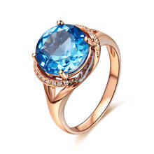 New Shiny Blue Zircon Rose Gold Ring For Women Engagement Accessories Adjustable 925 Sterling Silver Rings Lady Jewelry KOFSAC 2024 - buy cheap