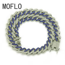 MOFLO Geometric Square Cuban Chain Necklace with Colored Bling Iced Out Diamonds Exaggerated Men's Gold Miami Cuban Link Chain 2024 - buy cheap