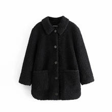 Za casaco de cashmere feminino, jaqueta solta tamanhos grandes 2024 - compre barato