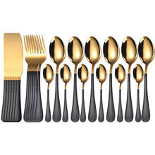24 Pcs Black Gold Tableware Set 18/10 Stainless Steel Cutlery Set Forks Knives Spoons Dinner Kitchen Dinnerware Silverware Set 2024 - buy cheap