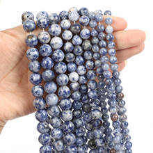 Natural Stone Beads White Spots and Blue Veins Loose Beads for Jewelry Making Needlework DIY Bracelet Strand 4-12 MM 2024 - buy cheap