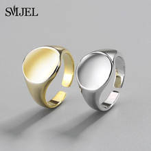 Anéis de prata em formato de círculo para mulheres, anel simples de declaração geométrica de casamento, tamanho ajustável, joias para motocicleta, venda por atacado 2024 - compre barato