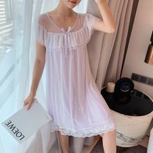 Bath robe women sexy lace sleepwear female elegant summer net yarn palace retro nightdress loose home skirt nighty pijama mujer 2024 - buy cheap