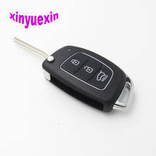 Xinyuexin Flip Remote Car Key Shell FOB Case For Hyundai HB20 Santa FE IX35 IX45 Accent I40 3 Buttons Replacement Case FOB Shell 2024 - buy cheap