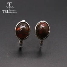 Tbj,Natural Black opal clasp earring oval cut 7*9mm 3.5ct gemstone jewelry 925 sterling silver fine jewelry for owmen mom gift 2024 - buy cheap