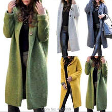 Женский зимний теплый кашемировый длинный кардиган с капюшоном, вязаный свитер, женский свитер с карманами, кардиган, пальто 2024 - купить недорого