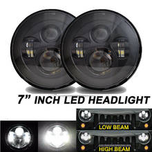 For Lada Niva 4x4 7'' Led Headlight H4 High Low Beam Round Cars Running Lights Headlamp for Jeep Wrangler JK  Defend 2024 - buy cheap