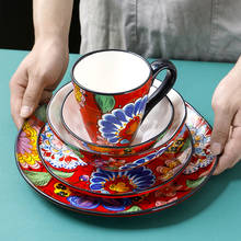 Креативная керамическая тарелка чаша набор бытовой неправильной тарелка для стейка Салатница Западная тарелка Европейский набор посуды 2024 - купить недорого
