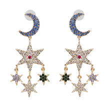 Pendientes colgantes con diamantes de imitación para mujer, aretes brillantes con forma de estrella, Luna Azul, joyería Bohemia, Maxi, regalo 2024 - compra barato