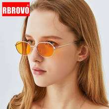 Óculos de sol oval retrô rbrovo, óculos de marca de luxo para mulheres/homens pequenos, espelhados femininos 2021 2024 - compre barato