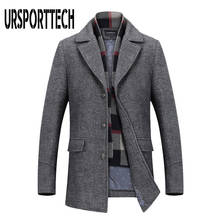 URSPORTTECH High Quality Winter Woolen Coat Men Fashion Casual Stylish Detachable Scarf Warm Plaid Lining Jacket for Men Size5XL 2024 - buy cheap