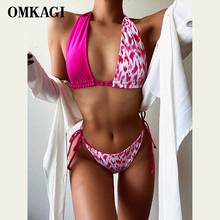 Biquíni estampa omkagi ajustável, traje de banho feminino costas abertas, sexy, verão 2021 2024 - compre barato